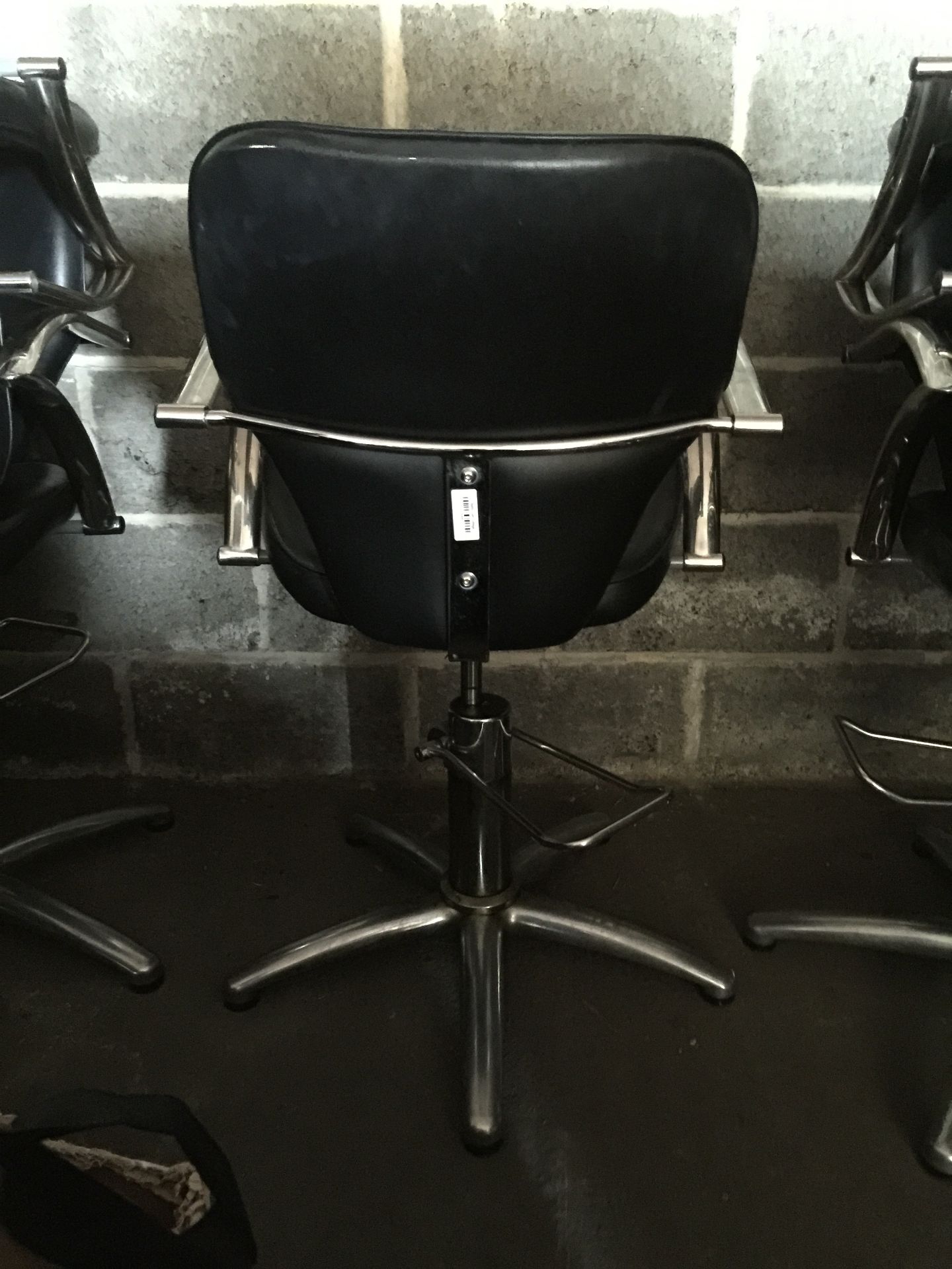 Salon Chair - Adustable height.  Black and Chrome.  Good condition, but in need of a clean. - Image 4 of 4