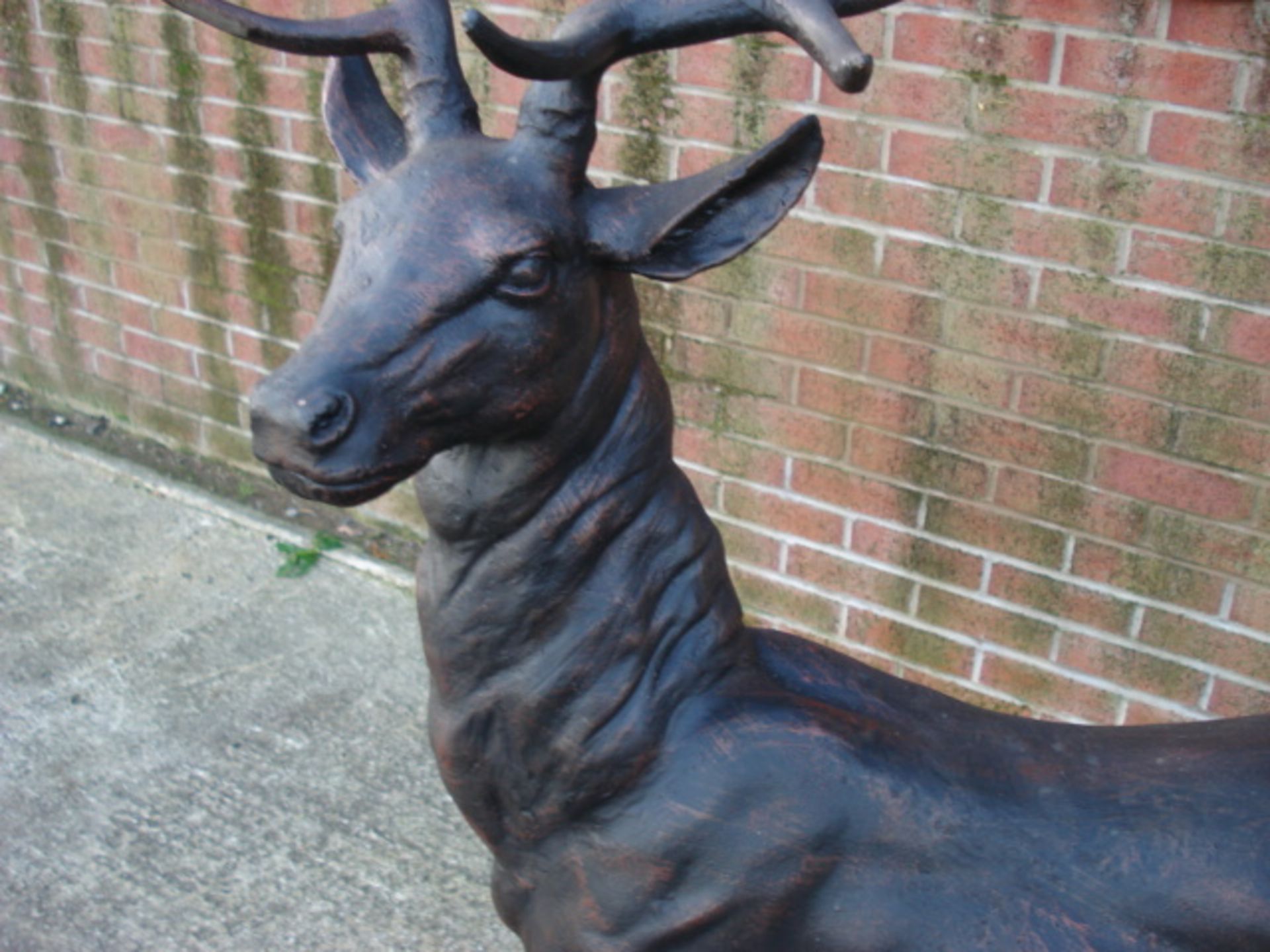 LARGE CAST IRON STAG STANDING FINISHED IN BRONZE - Image 2 of 2