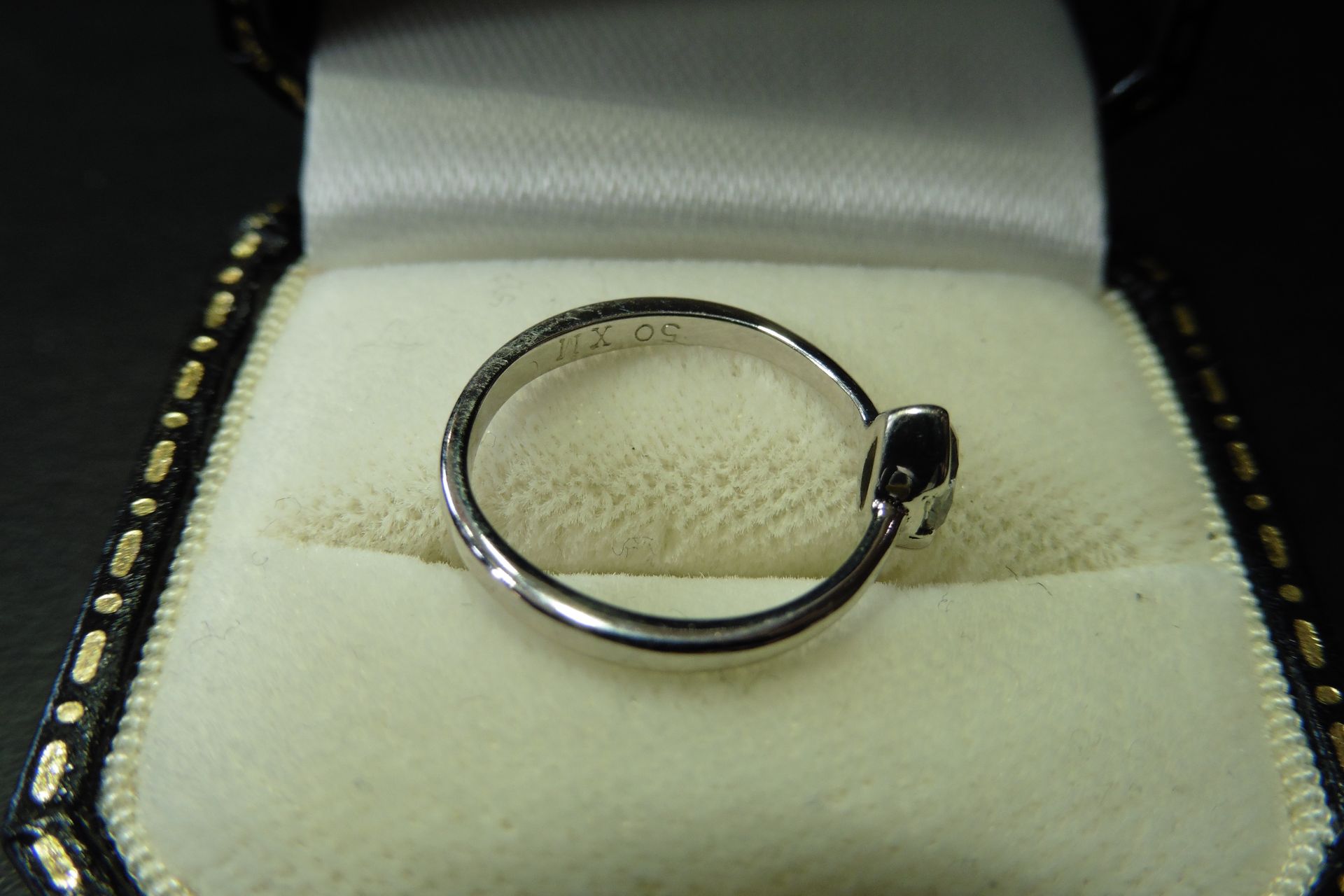 Pre-owned 18ct white gold ring set.  Diamond solitaire set with a 0.50ct marquise cut diamond, J col - Image 2 of 3