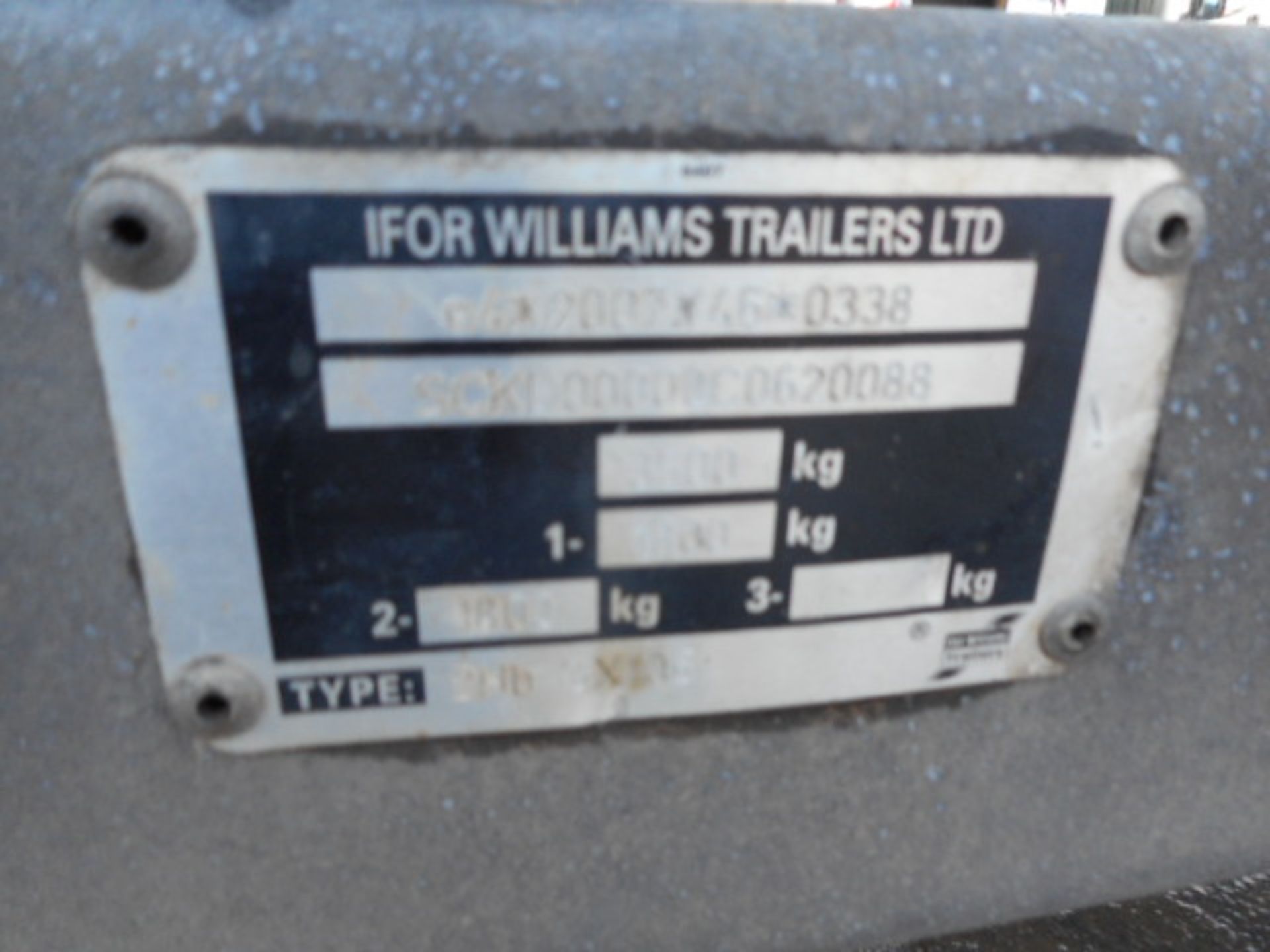 2012 IFOR WILLIAMS GX106 3.5T TWIN WHEEL PLANT TRAILER (42927) - Image 6 of 6