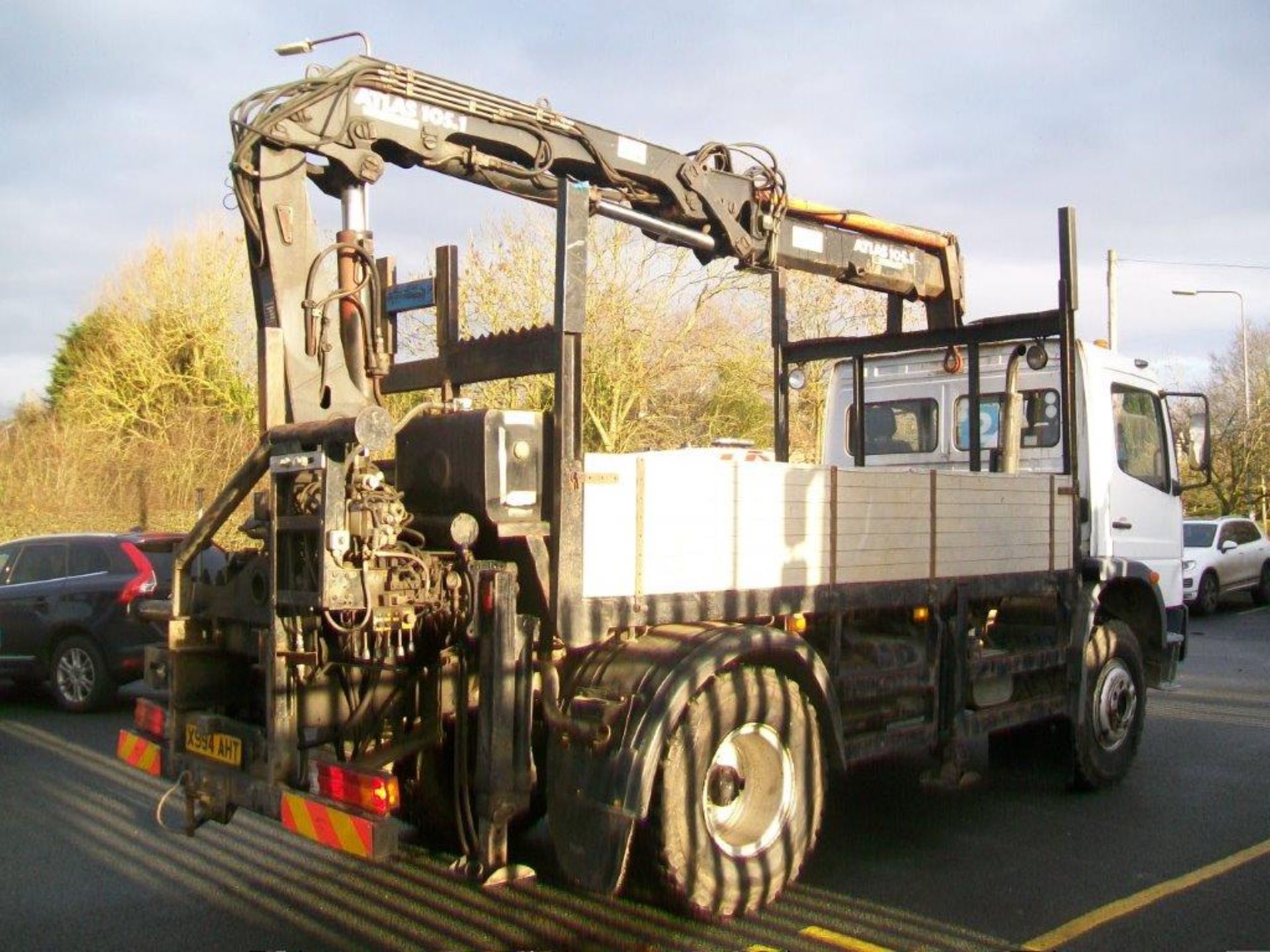 2000 / X Mercedes Atego 1317 Day Cab pole erection unit, fitted with dropside body and Atlas Crane - Image 5 of 7