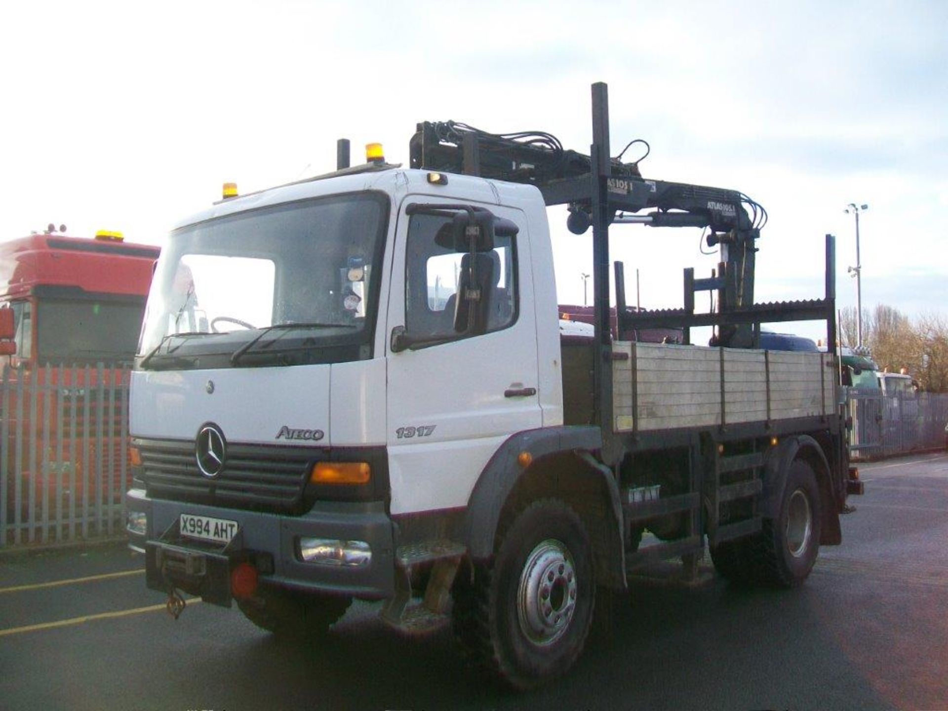 2000 / X Mercedes Atego 1317 Day Cab pole erection unit, fitted with dropside body and Atlas Crane - Image 3 of 7