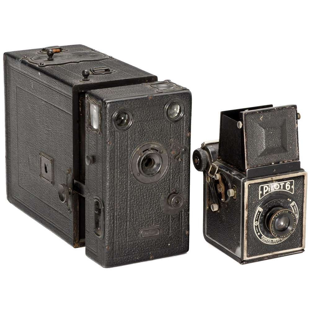 "Pilot 6" and "Klito No. 1A"Magazine Camera  1) Kamera-Werkstätten, Dresden. Pilot 6, c. 1938, SLR