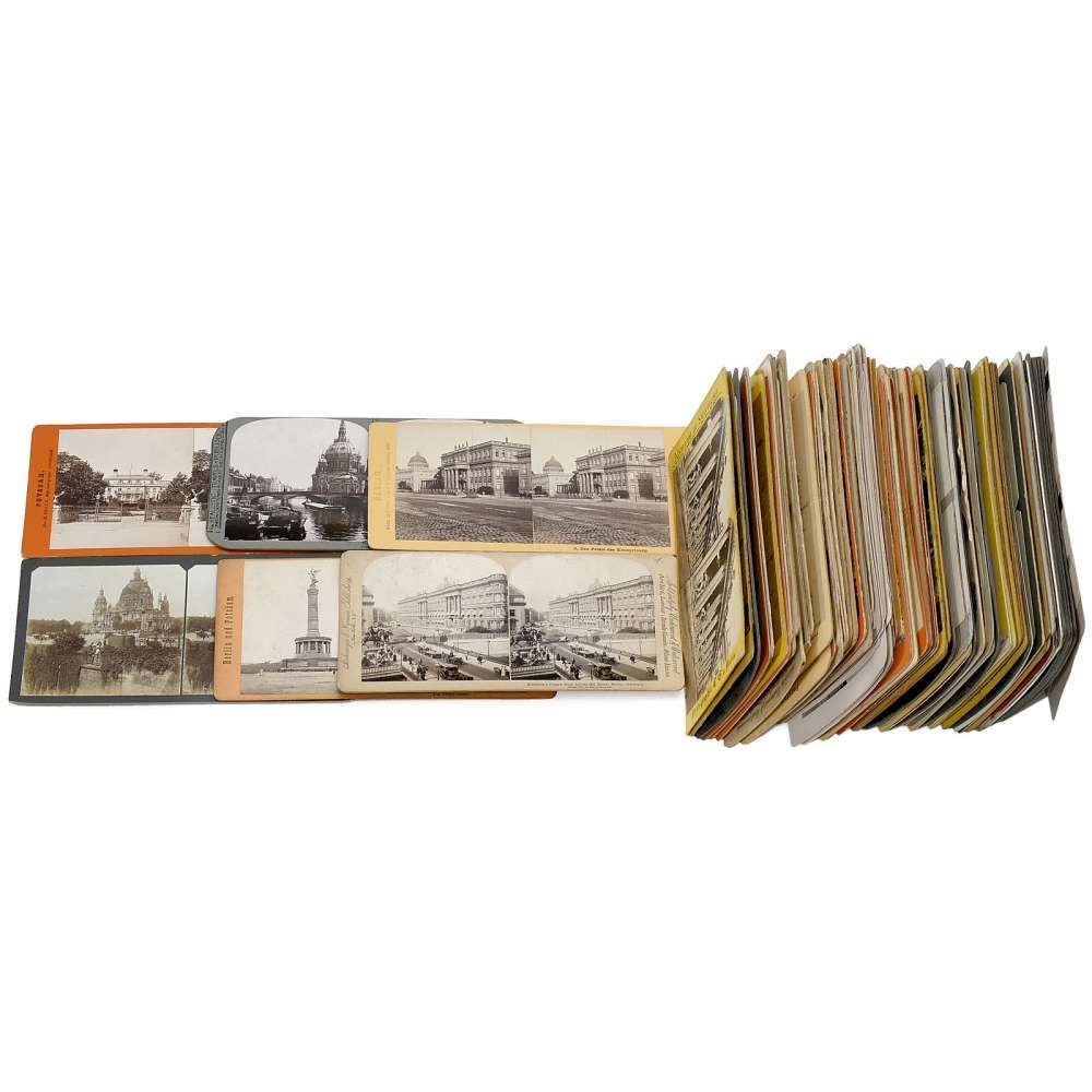 Approx. 115 Stereo Cards (9 x 18 cm) "Berlin and Surroundings", c. 1887–1910  Many cards from Berlin