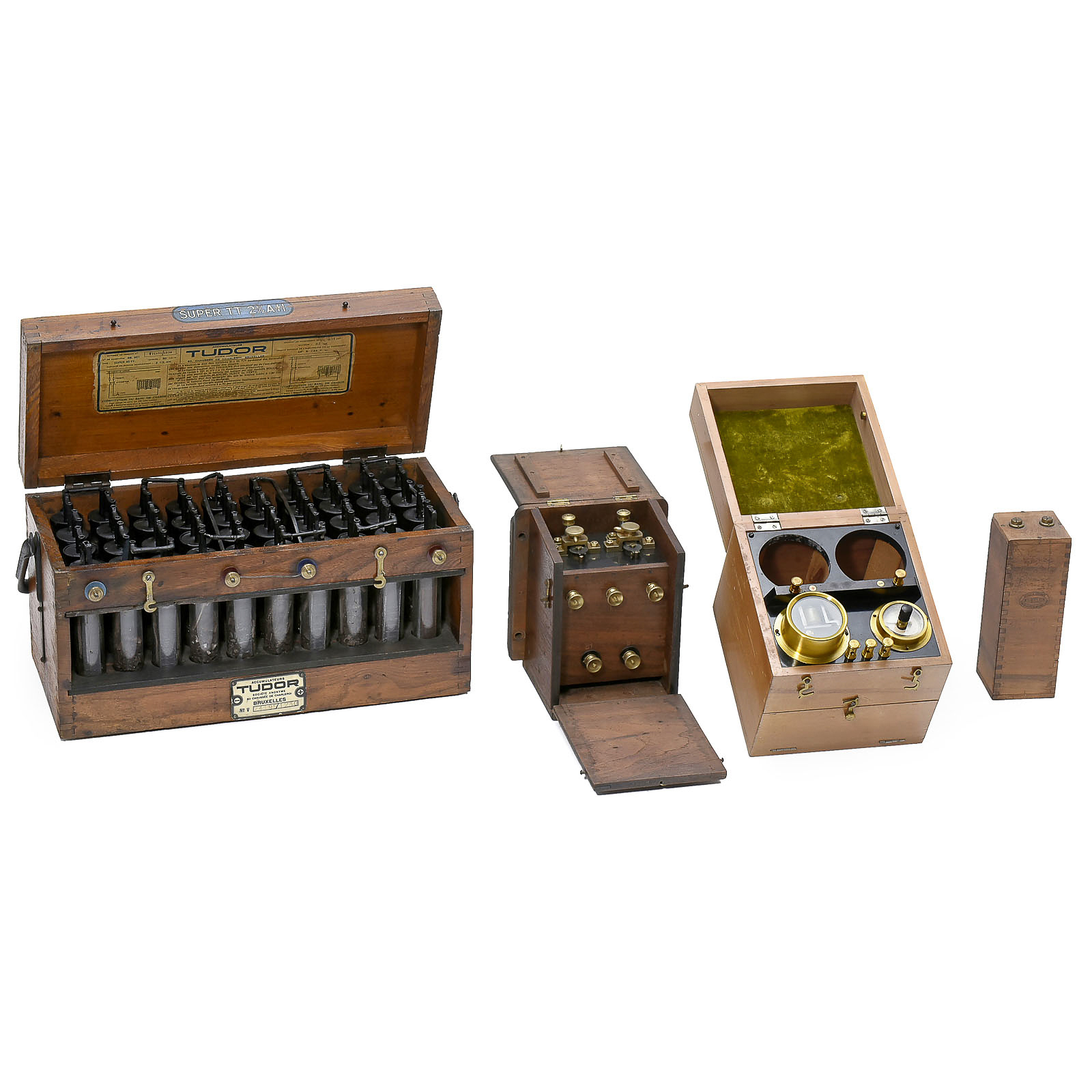 Batteries, Battery Charger and Faradization Device, c. 1925/35  1) Tudor accumulator battery with 40