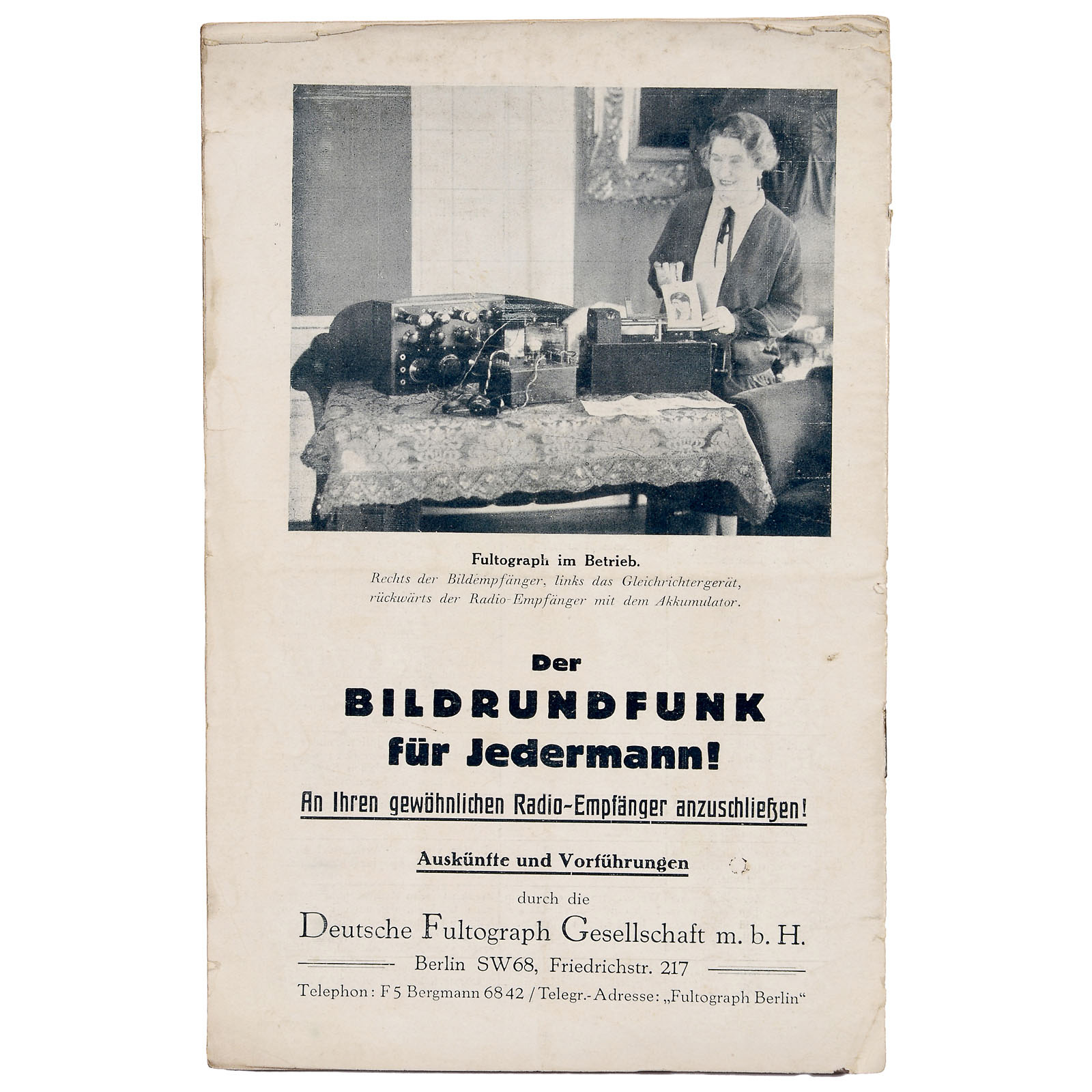 World's 1st Fax Machine: "The Fultograph", c. 1925  Made by Deutsche Fultograph Gesellschaft, - Image 2 of 2