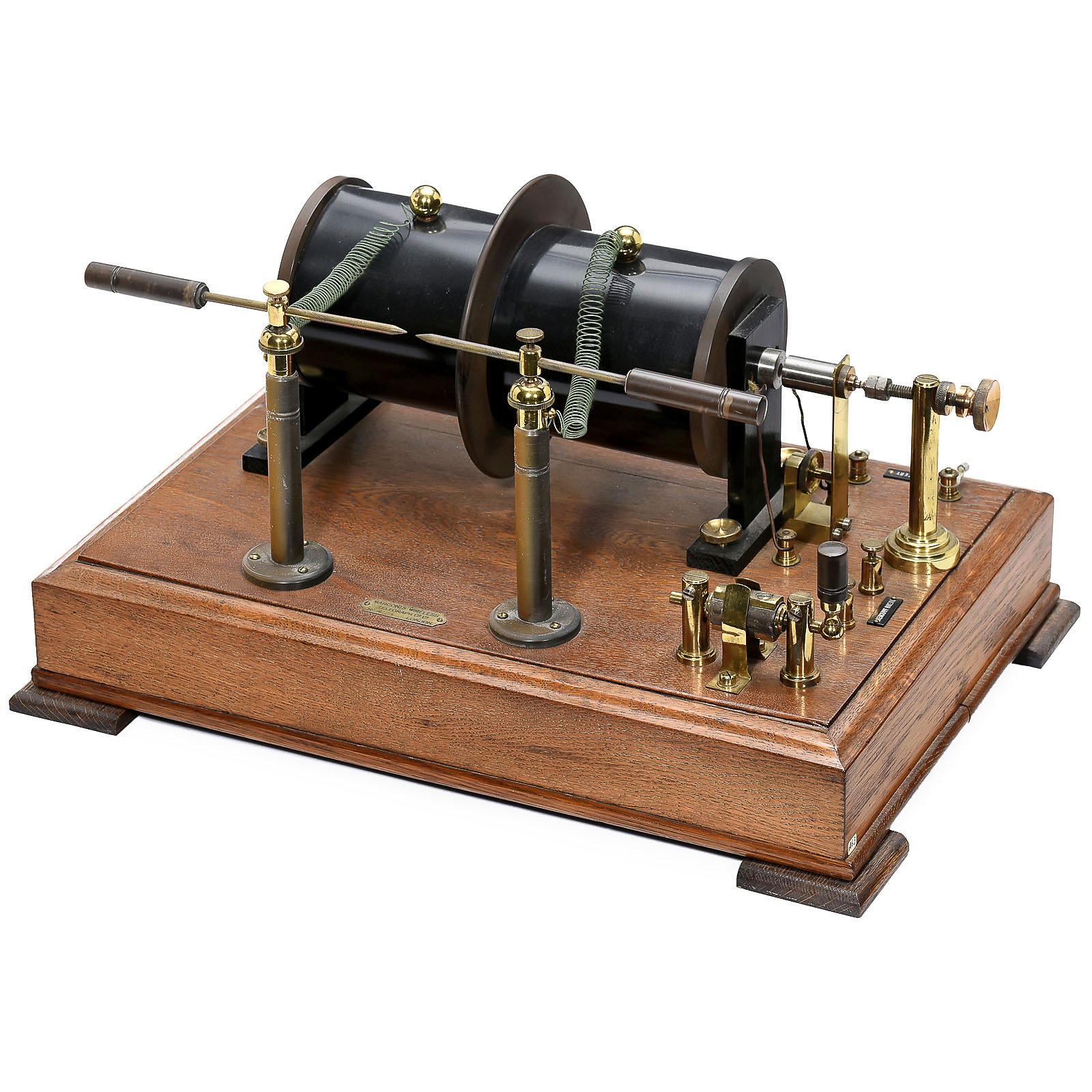 Replica of Marconi's Titanic Spark Coil Transmitter  Magnificent working replica, oak base with - Image 2 of 3