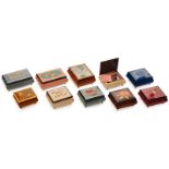 10 Musical Jewelry Boxes
With Swiss single-air movements by Reuge, in lacquered wooden cases, 9 of