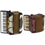 Hohner Lucia IV P Piano Accordion, c. 1965
4 voices, treble: 37 keys, 9 registers, bass: 96 buttons,