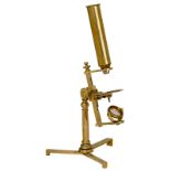 English Compound Microscope by J. Fuller, c. 1810
Jones-type, signed on the folding tripod base: "J.