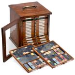 Mahogany Microscope Slide Cabinet, c. 1880
England, 21 fitted shallow drawers, glazed door, brass