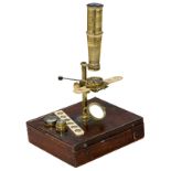 Gould-Type Travel Microscope by William Cary, c. 1825
Engraved on pillar "Cary, London", rack-and-