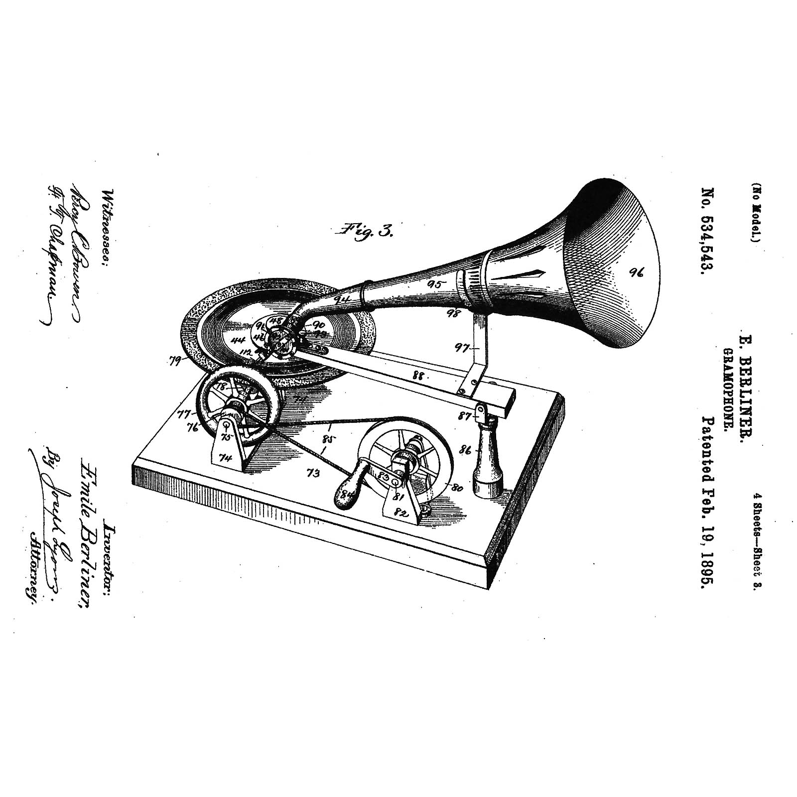 Rare Original Gramophone by Emile Berliner, 1890 onwards
First series of production by Grammophon- - Image 6 of 15