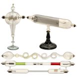 5 Physical Demonstration Tubes
1) Radiometer on glass base, height 9 in. – 2) Crookes' apparatus for