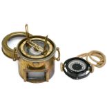 2 Marine Compasses, c. 1930
Gimbal-mounted. 1) "Habitable Modèle 1932", by Ateliers L. Doignon,