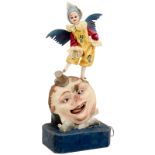 Musical Automaton "Clown sur la Lune" by Roullet et Decamps  Depicting a winged clown teasing a