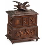 Sewing Box with Musical Movement, c. 1900
Carved Black-Forest case with a pair of cuckoos on the