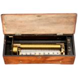 Cylinder Musical Box, c. 1890
No. 12553, playing 6 airs, with 122 teeth in comb (complete),