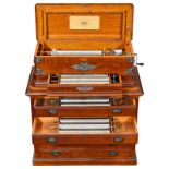 "Ideal Soprano" Interchangeable Musical Box by Mermod Frères, c. 1895
With nine cylinders, 102 teeth