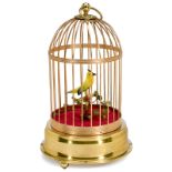 German Singing Bird Cage Automaton, c. 1970s
Probably by Donau-Metall, bird with yellow plumage,