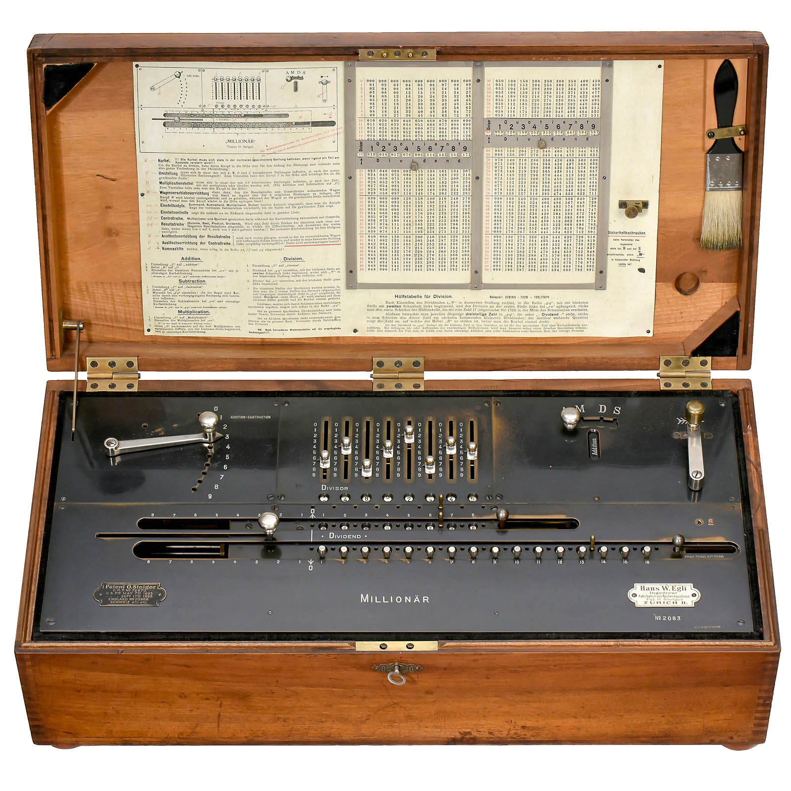 "Millionär" Calculator, 1895
Early model of the famous calculating machine, in original wooden case,