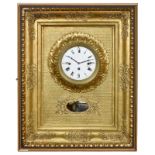 Viennese Musical Picture Frame Clock, c. 1860
With 5-inch (13 cm) enameled Roman dial, three-train