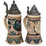 2 Musical Bier Steins, c. 1925
Earthenware ½ litre steins with two-air cylinder movements that