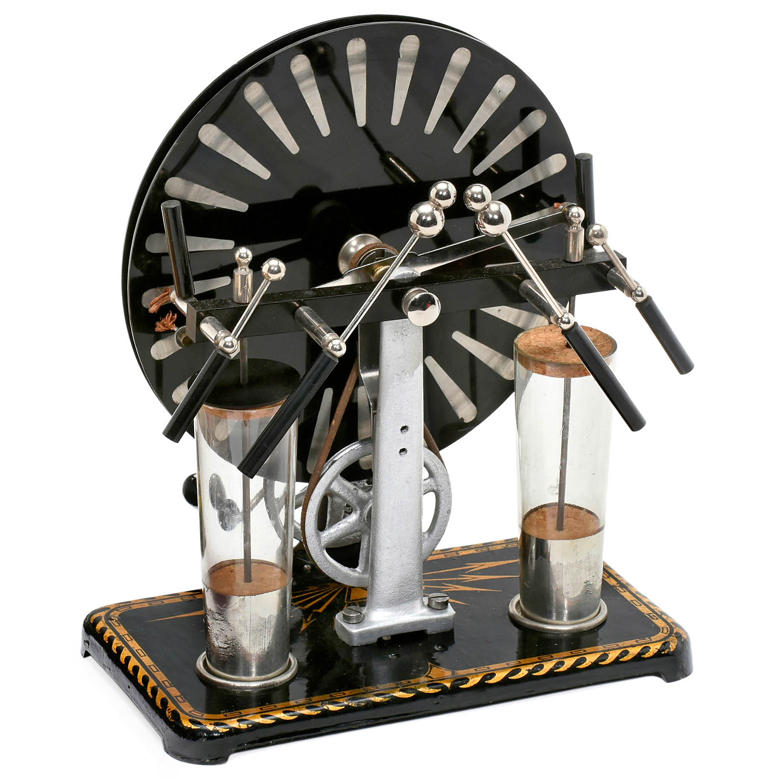 Wimshurst Machine and Experiment Box, c. 1910
1) Self-generating electrostatic machine of - Image 2 of 3