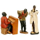 Group of 3 Jazz Musician Figures
Saxophonist, singer and pianist, painted synthetic resin, height up