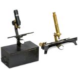 2 Trichinae Microscopes
1) Signed on the hardwood base "W. Teschner, Berlin", c. 1860, D.R. patent