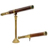 2 Brass Telescopes
1) Signed "Plössl in Wien", 3 extensions, extended length 38 in., c. 1860. – And: