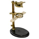 Small Botanical Microscope, c. 1770
Simple dissecting instrument, lacquered brass, on oval ebony