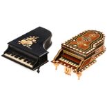 2 Piano-Form Musical Boxes by Reuge Music
Switzerland. 1) 3/72 movement, in inlaid case, width 11