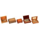 5 Reuge 50-Note Musical Boxes
Switzerland, 3 x 1/50 movement and 2 x 2/50 movement playing classical