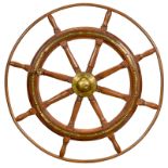 Ship's Wheel, c. 1900
Brass-mounted mahogany, size 2, Ø 44 in.
Condition: (3+/–)

Schiffs-Steuerrad,