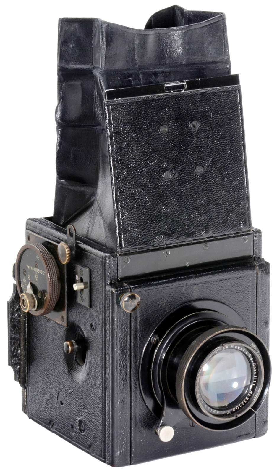 Meyer Super-Speed Miniature Reflex, c. 1926  Distributer : A.O. Roth, 85, Ringstead Road, London.