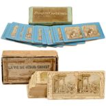 2 French-Tissue Stereo Card Sets 1) "Collection E.H. Paris". Early set with 12 cards from the series