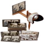 Underwood Stereo Viewer with Cards, c. 1900 Underwood & Underwood. Holmes-pattern stereo viewer