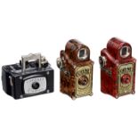 3 Subminiature Cameras by Coronet Coronet Camera Co., England. 1–2) 2 x Coronet Midget (red and