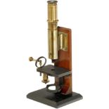 French Compound Microscope in Mahogany Slip-Case, c. 1860
Probably by "Secretan, Paris", lacquered