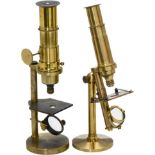 2 Brass Compound Microscopes, c. 1870
1) Signed: "W. Spitra in Prag", brass, original lacquer,