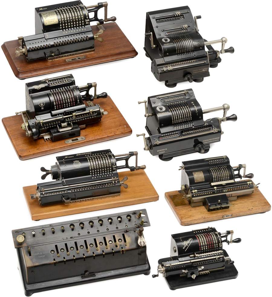 8 Calculating Machines
1) "TIM - Time-is-Money", by Ludwig Spitz. - 2) Triumphator H. - 3)