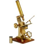 Pillischer Compound Brass Microscope, c. 1860
Signed on the claw-footed base: "M. Pillischer,