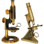 2 English Brass Compound Microscopes
1) Signed: "Smith Beck & Beck Universal Microscope". No.