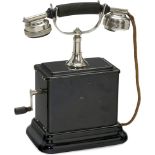 Bell Anvers Table Telephone, c. 1925
Metal case (lid partly repainted), double bell, handset with