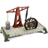 Mechanical Tin Toy Pump, c. 1925
Germany, unmarked, lithographed tin, clockwork, working, width