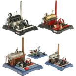 4 Wilesco Steam Engines
1) D20 red. - 2) D20 black. - 3) D16. - And: 4) D24 electric. - Complete