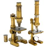 2 Berlin Compound Microscopes
Original lacquered brass, in fitted mahogany cases. 1) Signed: "R.