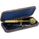 English Compass-Type Simple Microscope, c. 1800
Unsigned, original lacquered brass, turned bone