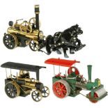 Wilesco Steam Roller and Traction Engines
1) Traction engine D430, brass, unheated. - 2) Steam